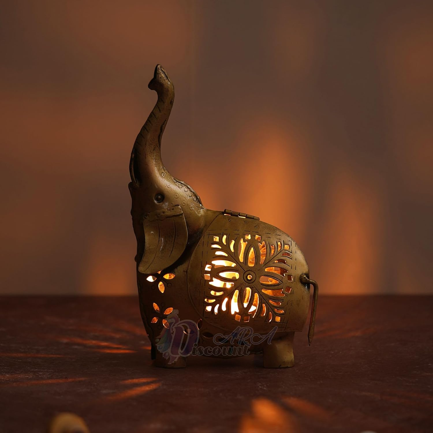 Iron Elephant Tealight Holder/Tealight Candle Holder/Diwali Decoration Items For Home Decor/Office/Diwali Corporate Gift Items, Golden - Image 3