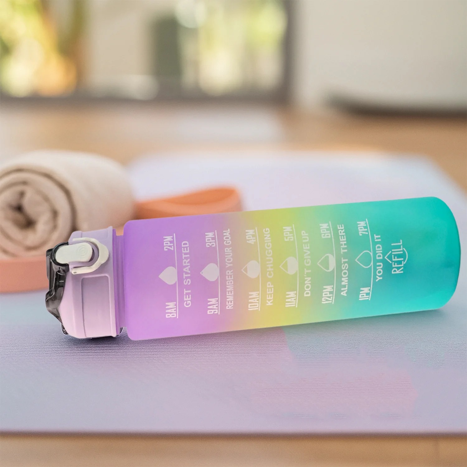 BPA-Free Water Bottle with Straw & Time Marker - Image 3