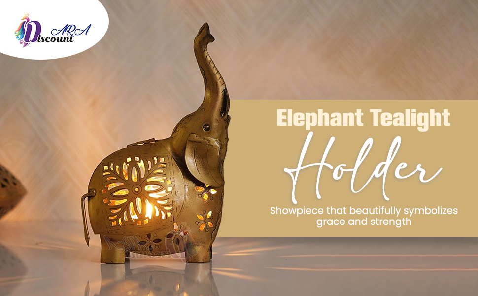 Iron Elephant Tealight Holder/Tealight Candle Holder/Diwali Decoration Items For Home Decor/Office/Diwali Corporate Gift Items, Golden - Image 5