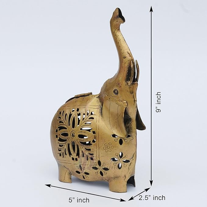 Iron Elephant Tealight Holder/Tealight Candle Holder/Diwali Decoration Items For Home Decor/Office/Diwali Corporate Gift Items, Golden - Image 6