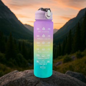 BPA-Free Water Bottle with Straw & Time Marker