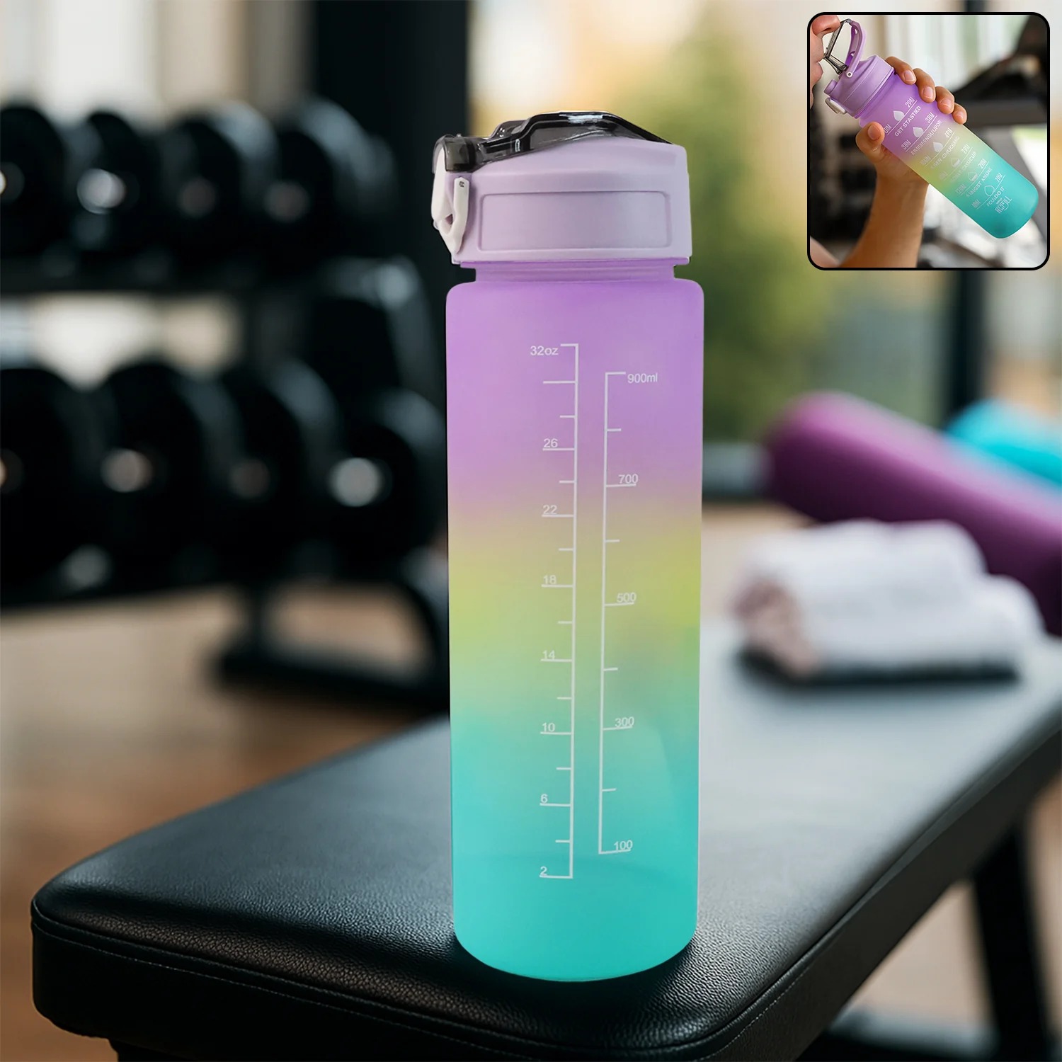 BPA-Free Water Bottle with Straw & Time Marker - Image 8